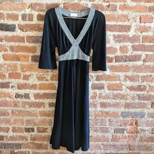 Calvin Klein Size 4 Black & White Checked Dress with Waist Tie‎